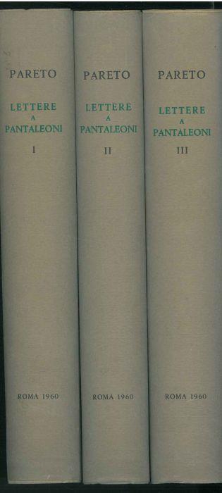 Lettere a Maffeo Pantaleoni. A cura di G. de Rosa. I: 1890-1896. II: 1897-1906. III: 1907-1923 - Vilfredo Pareto - copertina