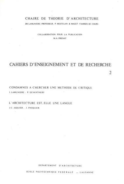 Cahiers d'enseignement et de recherche - copertina