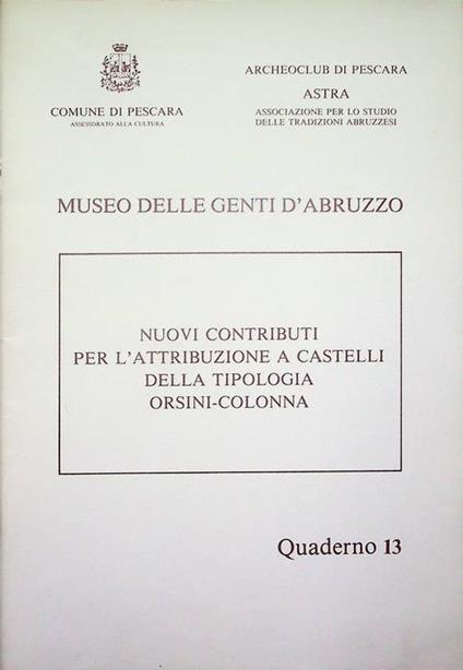 Nuovi contributi per l'atrribuzione a castelli della tipologia Orsini-Colonna - copertina