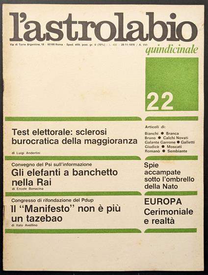 L' astrolabio 22 - copertina