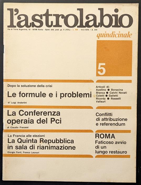 L' astrolabio 5 - copertina