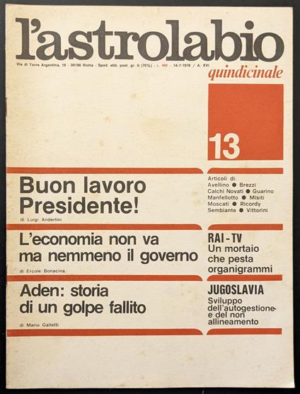 L' astrolabio 13 - copertina