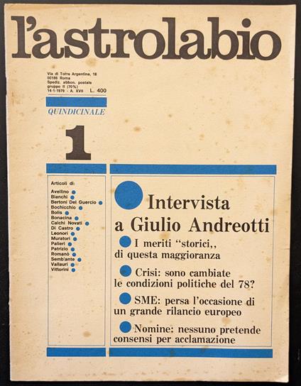 L' astrolabio 1 - copertina