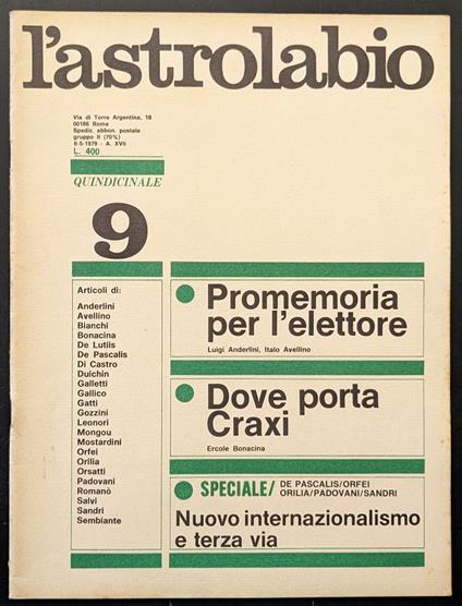 L' astrolabio 9 - copertina