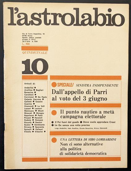 L' astrolabio 10 - copertina