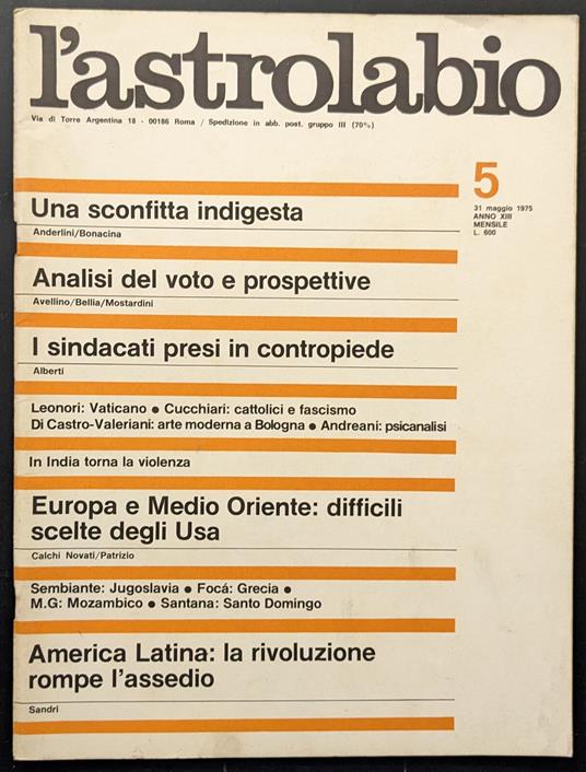 L' astrolabio 5 - copertina