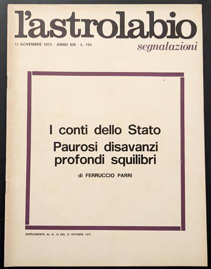 L' astrolabio. Segnalazioni - copertina