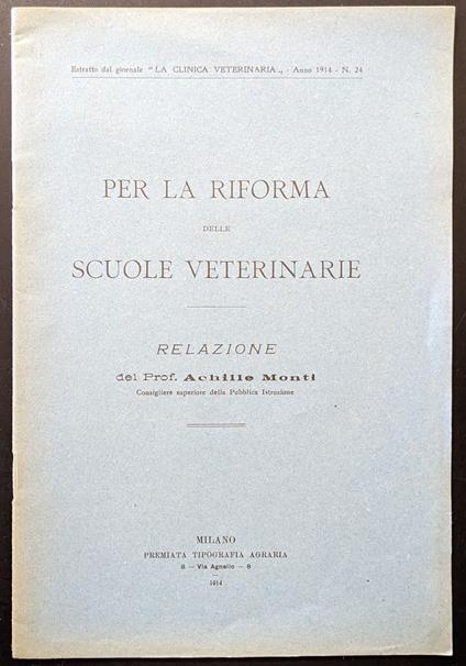Per la riforma delle scuole veterinarie - Achille Conti - copertina