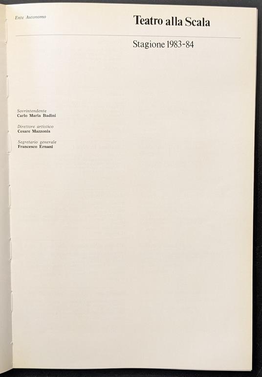 Teatro alla Scala. Stagione 1983-1984 - copertina