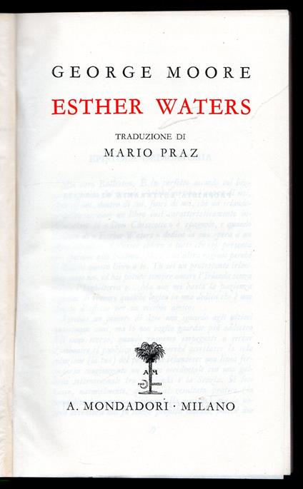 Esther Waters - George Moore - copertina