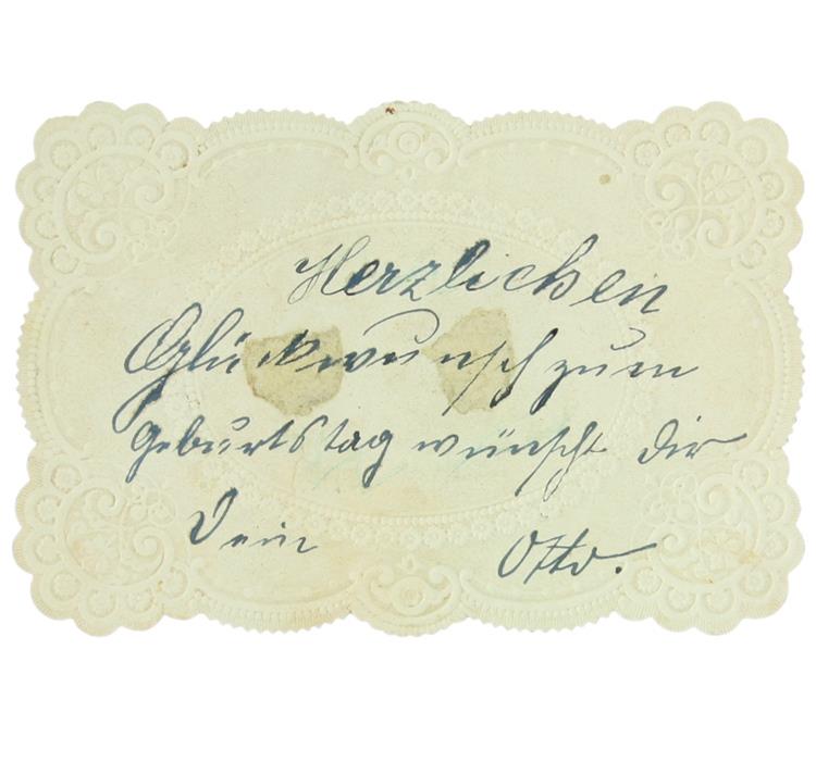 Antico Biglietto D'Auguri Decorato