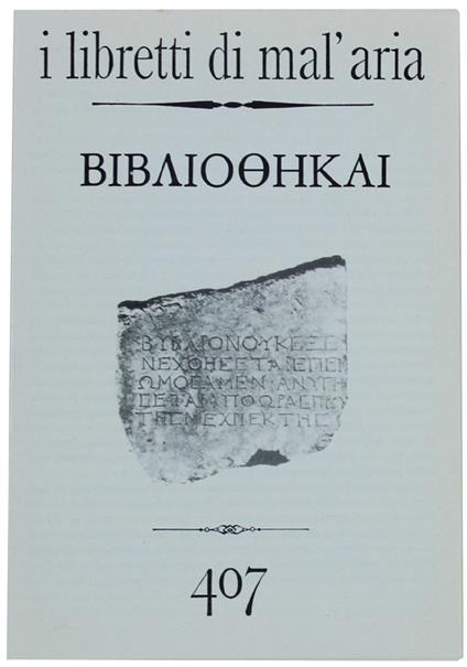 Bibliotekai. I Libretti Di Mal'Aria 407 - Biagio Virgilio - copertina
