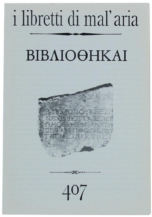 Bibliotekai. I Libretti Di Mal'Aria 407 - Biagio Virgilio - copertina
