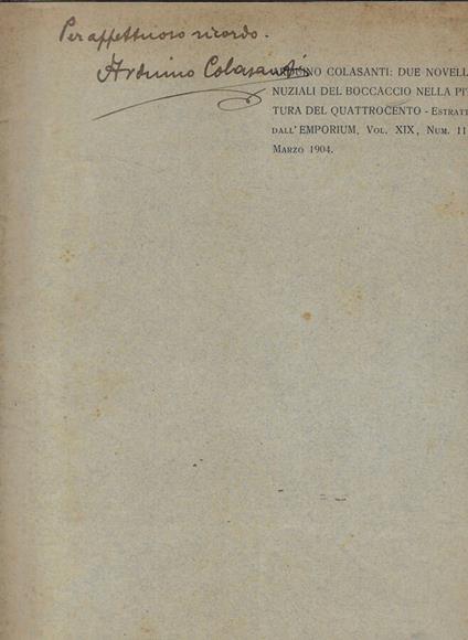 Due novelle nuziali del Boccaccio nella pittura del quattrocento - Arduino Colasanti - copertina