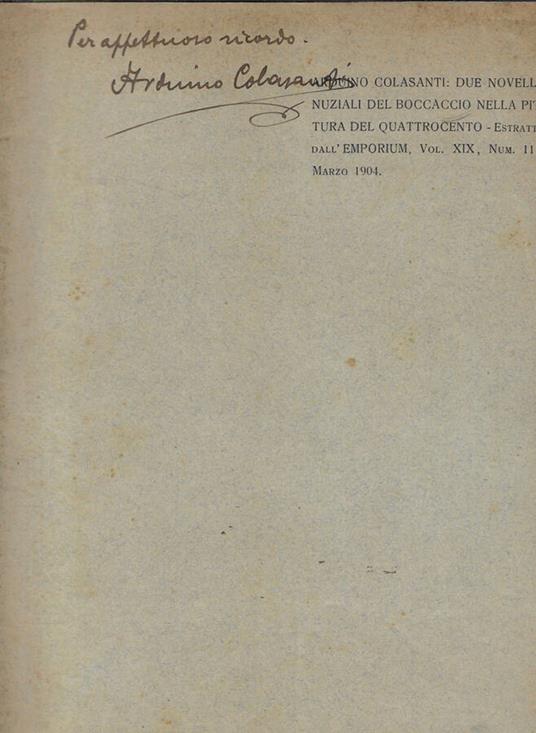 Due novelle nuziali del Boccaccio nella pittura del quattrocento - Arduino Colasanti - copertina