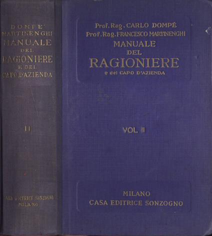 Manuale del ragioniere Vol. II - Carlo Dompé - copertina