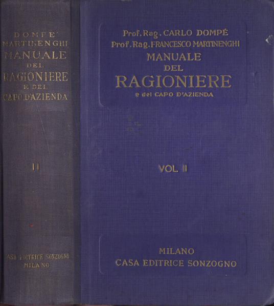 Manuale del ragioniere Vol. II - Carlo Dompé - copertina