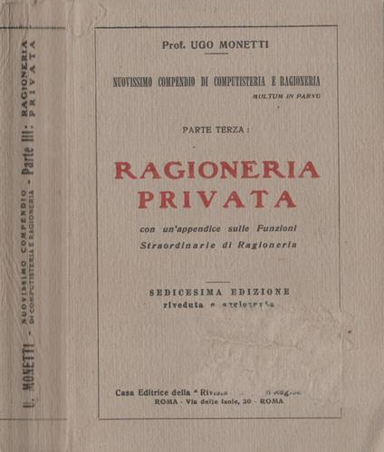 Nuovissimo compendio di Computisteria e Ragioneria - Ugo Monetti - copertina