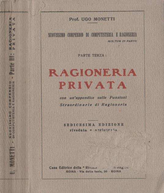 Nuovissimo compendio di Computisteria e Ragioneria - Ugo Monetti - copertina