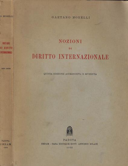 Nozioni di Diritto Internazionale - Gaetano Morelli - copertina