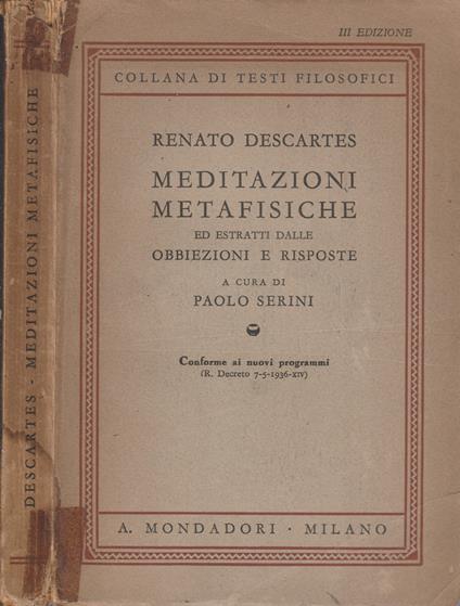 Meditazioni metafisiche - Renato Cartesio - copertina
