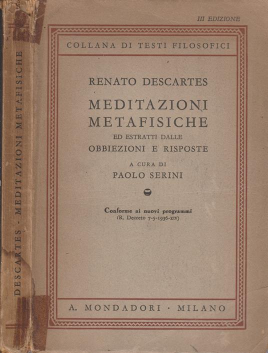Meditazioni metafisiche - Renato Cartesio - copertina