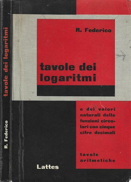Tavole dei logaritmi - Federico Rosario - copertina