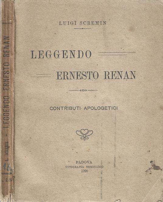 Leggendo Ernesto Renan - Luigi Scremin - copertina