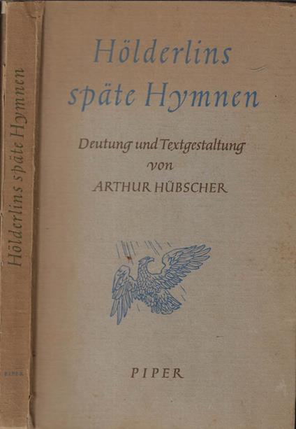 Holderlins spate Hymnen - Arthur Hübscher - copertina