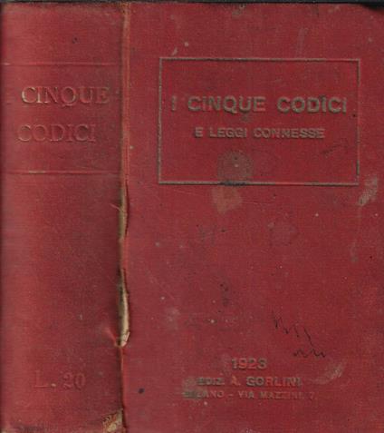 I cinque codici e leggi connesse - Enrico Del Vecchio - copertina