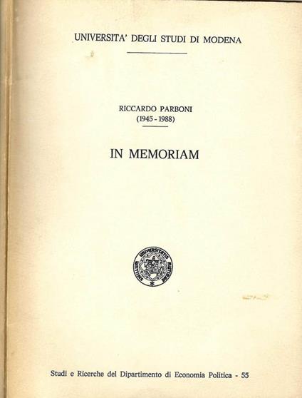 Riccardo Parboni ( 1945 - 1988 ) - copertina