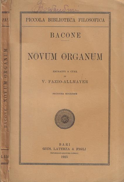 Novum organum - copertina