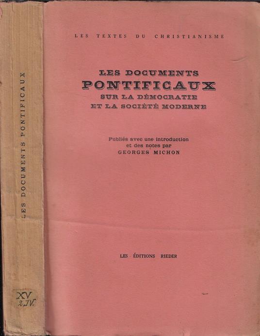 Les documents pontificaux sur la démocratie et la Société moderne - copertina