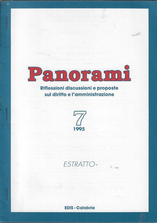 Panorami. Riflessioni discussioni e proposte sul diritto e l'amministrazione 7- 1995 - copertina