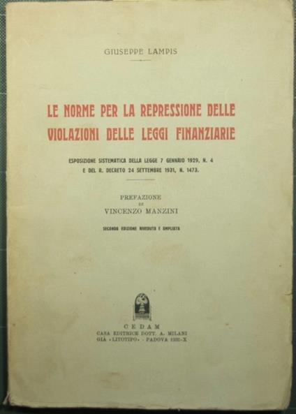 Le norme per la repressione delle violazioni delle leggi finanziarie - copertina