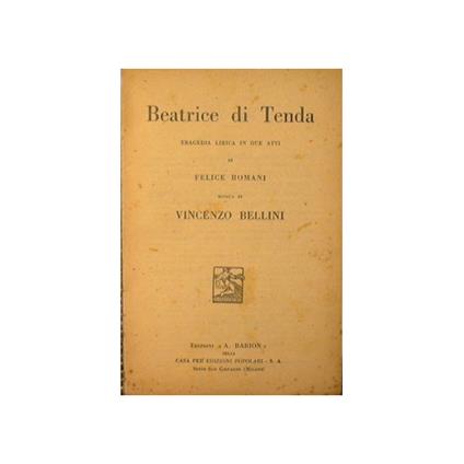 Beatrice di Tenda - Vincenzo Bellini - copertina