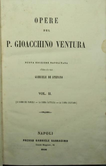 Opere del P. Gioacchino Ventura - Vol. II - Gioacchino Ventura - copertina