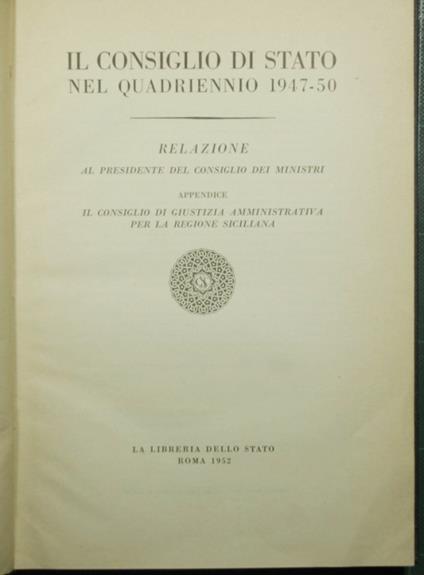 Il Consiglio di Stato nel quadriennio 1947-50 - copertina