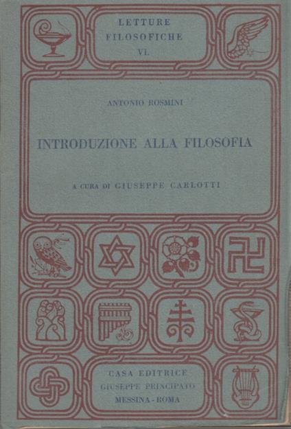 Introduzione alla filosofia - Antonio Rosmini - copertina