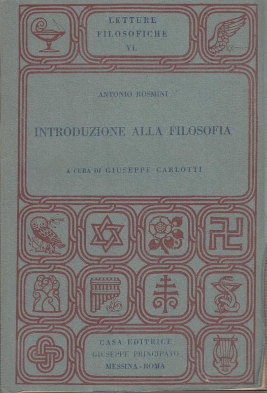 Introduzione alla filosofia - Antonio Rosmini - copertina