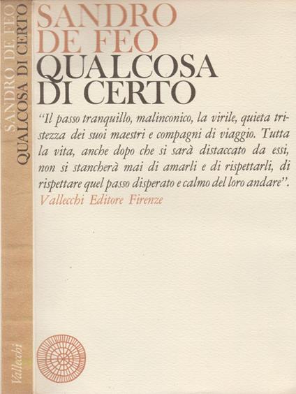 Qualcosa di certo - Sandro De Feo - copertina