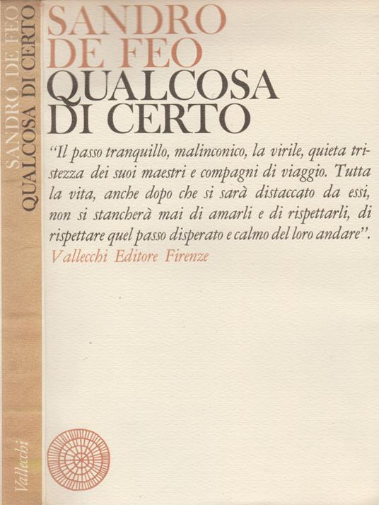 Qualcosa di certo - Sandro De Feo - copertina