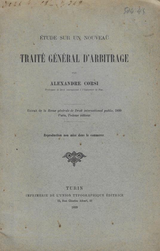 Etude sur un nouveau Traité général d'arbitrage - Alexandre Borie - copertina