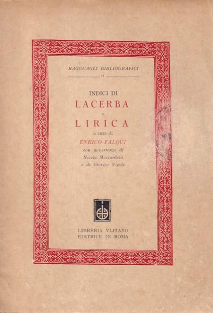 Indici di Lacerba e lirica - copertina