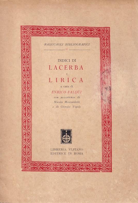 Indici di Lacerba e lirica - copertina