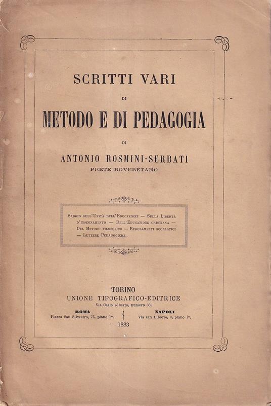 Scritti vari di metodo e di pedagogia - Antonio Rosmini-Serbati - copertina