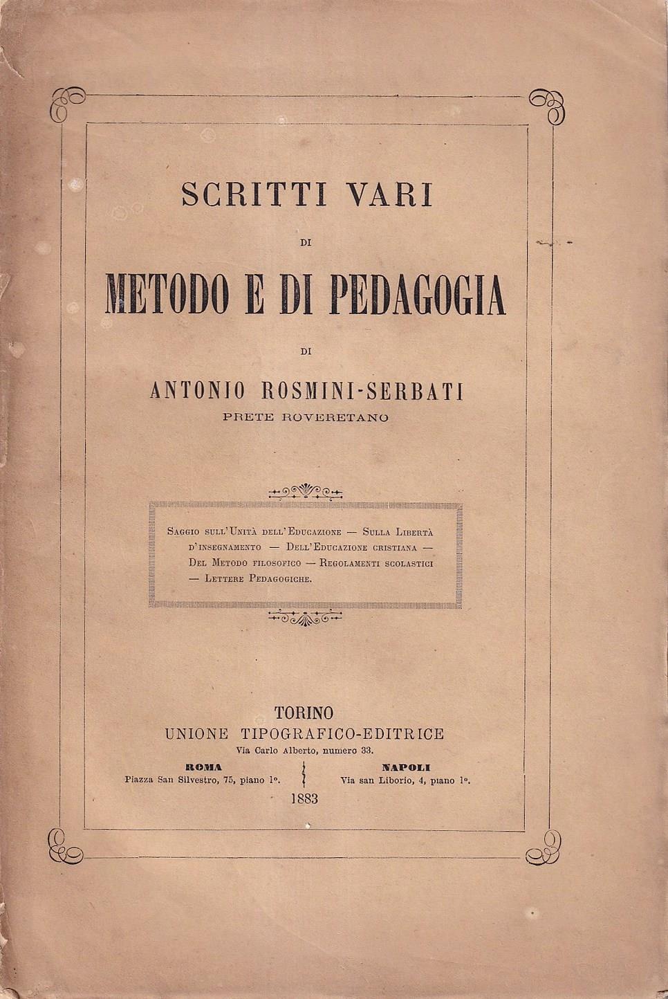 Scritti vari di metodo e di pedagogia