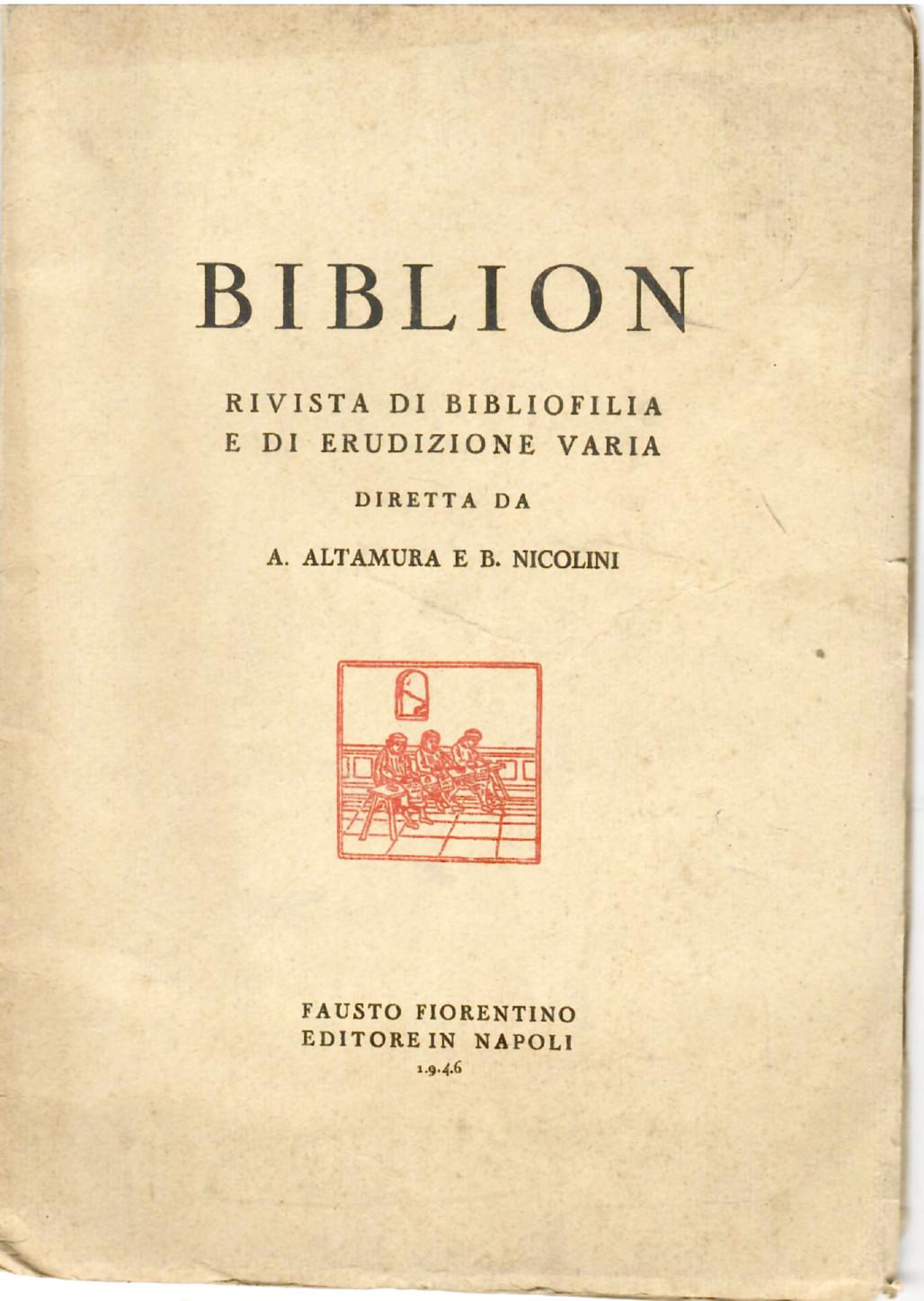BIBLION Anno I - 1946 - Fascicolo I