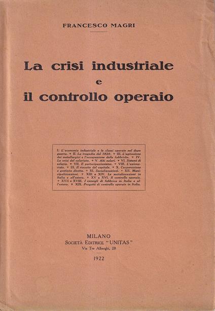 La crisi industriale e il controllo operaio - Francesco Magri - copertina