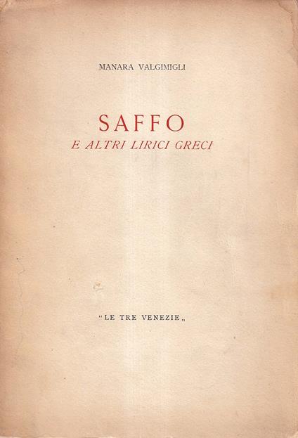 Saffo e altri lirici greci - Manara Valgimigli - copertina
